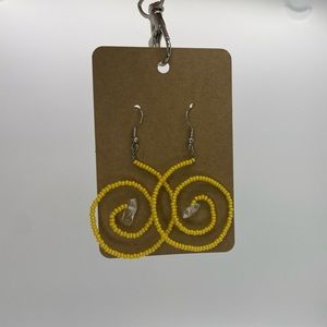 Glass Swirl Earrings with Quartz Center
